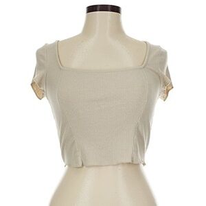 Urban Outfitters Cream Ribbed Crop Top